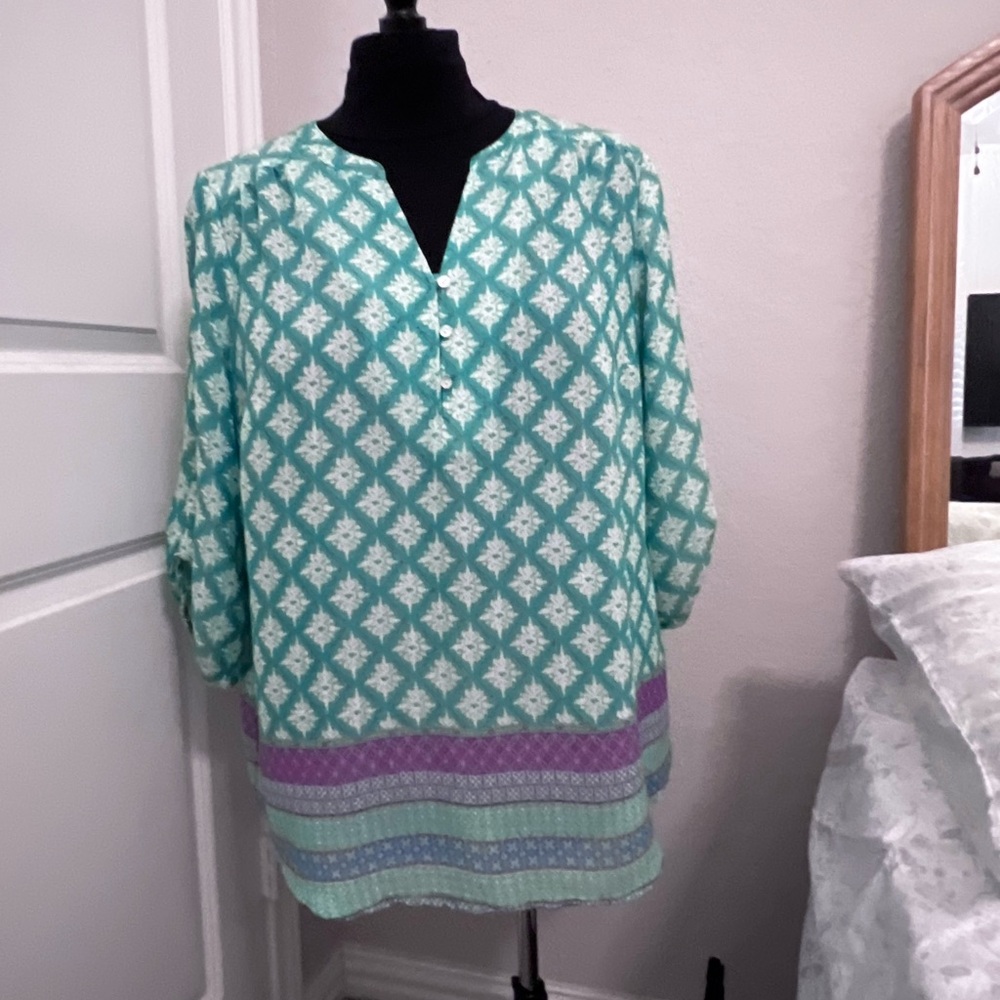 Patterned Green and Purple Women's Top